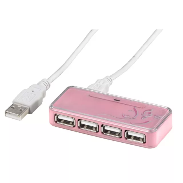 Hama USB 2.0 HUB 1:4 Pink USB-Hub 4-Port Verteiler für PC iMAC MAC MacBook etc