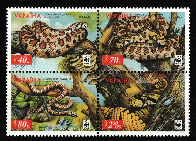 WWF - Ukraine - Schlangen Leopard-Natter - 2002 - kpl. Satz -perfekt-  **/MNH