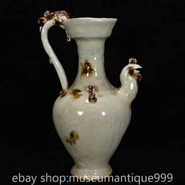 9.6" Ancient Old Chinese Kiln Porcelain Dynasty Phoenix Head Kettle