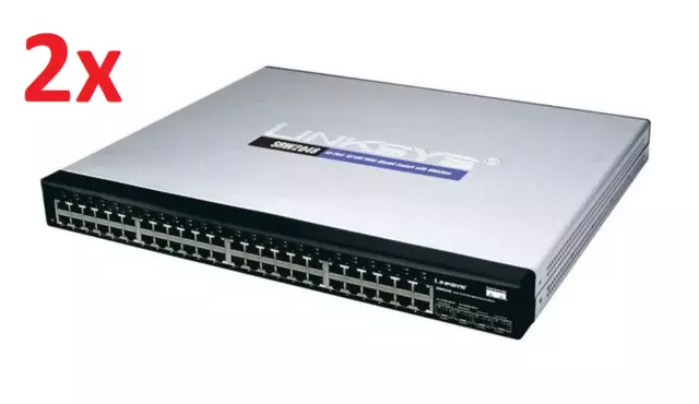 LOT 2x CISCO LINKSYS SRW2048 48-port 10/100/1000 NETWORK ETHERNET GIGABIT SWITCH