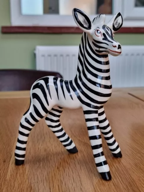 Rare Plichta Wemyss Bovey Tracey Pottery ZEBRA Figure - Zoo Animals Series