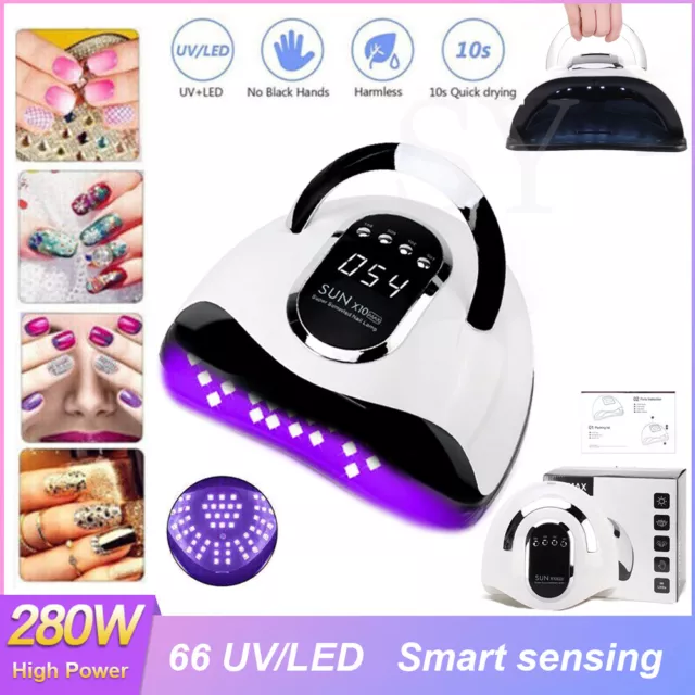 UV LED Nail Lamp Polish Gel Curing Manicure Dryer 280W 66LED with Auto-Sensors