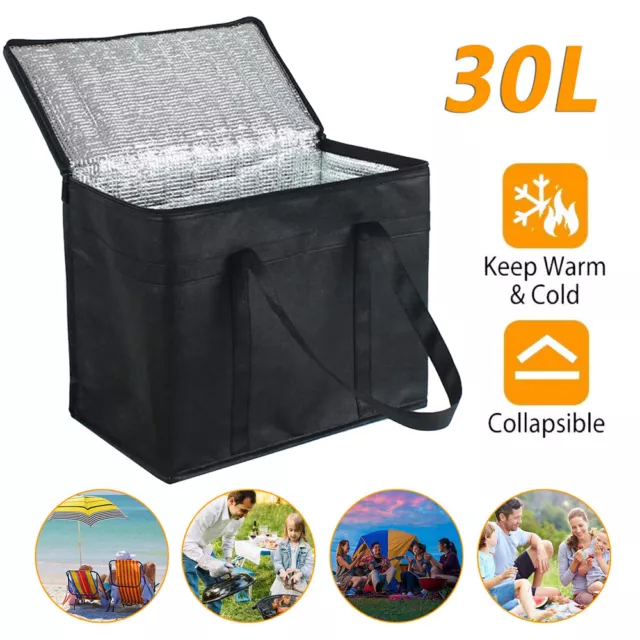 Large Capacity Insulated Cool Bag Cooler Box Picnic Camping Food Ice Drink 30L