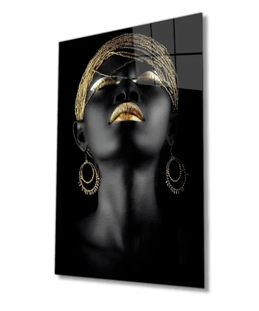 Arte de mujer africana, imagen en vidrio, arte de pared, decoración del...
