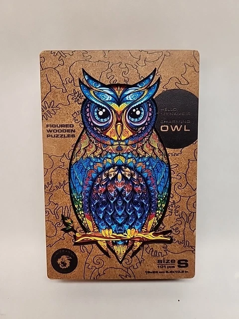 UNIDRAGON Charming Owl Complete Wooden Jigsaw Puzzle Small 101 Pieces (New)