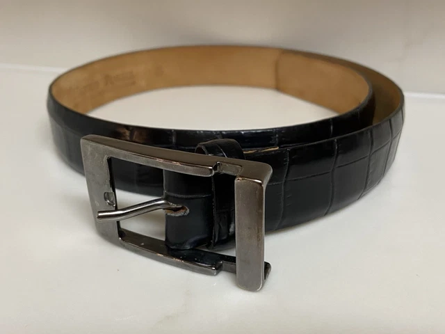 HAROLD POWELL BELT Brown Crocodile Embossed MADE ITALY  display picture 1