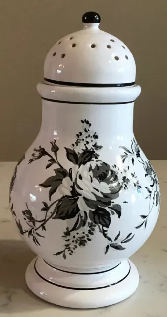 Ralph Lauren Ginger Potpourri Jar Lidded  Black White Floral Vintage