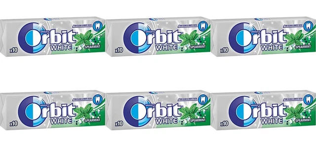 6 gomme da masticare Orbit MENTA BIANCA, 0,5 once. (14 g.)