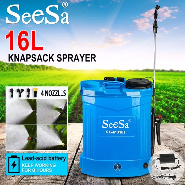 Backpack Weed Garden Sprayer Knapsack 16 Litre 12v 240v Battery Cordless Spray