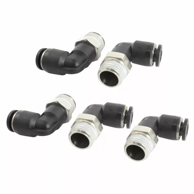 5Pcs 1/4BSP Male to 6mm Air Pneumatic Elbow Quick Connect Connectors