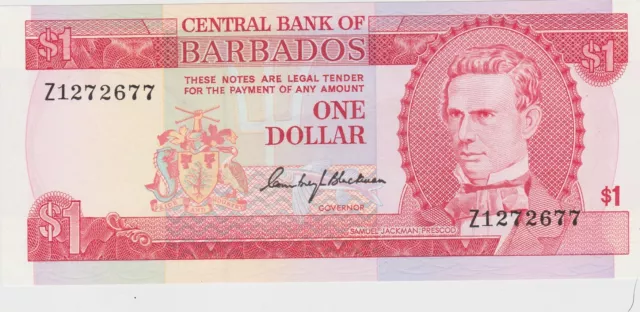 P29a BARBADOS ONE DOLLAR BANKNOTE IN MINT CONDITION ISSUED IN 1973