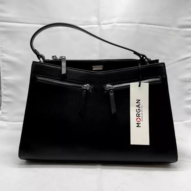 NWT NEW Morgan De Toi French Black Leather Structured Medium Shoulder Bag Purse