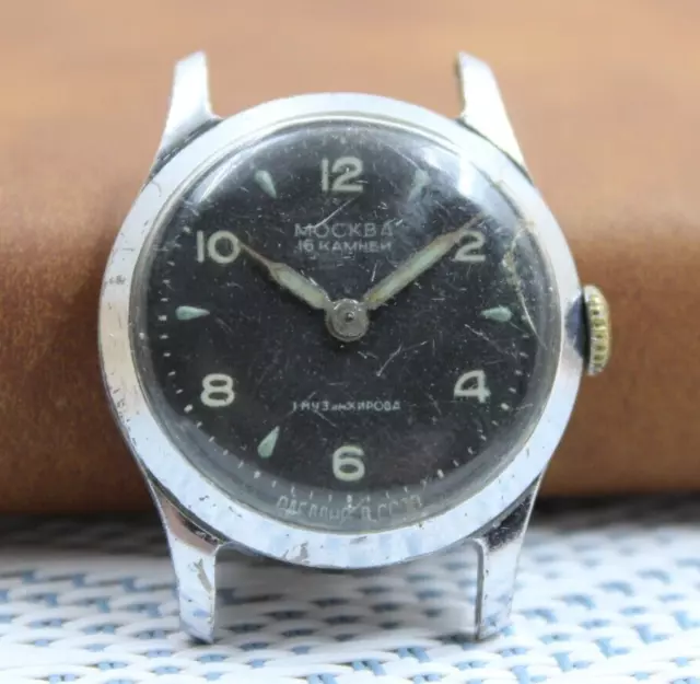 Vintage Soviet mechanical mens wristwatch USSR Zim Pobada 2609 15stones not work