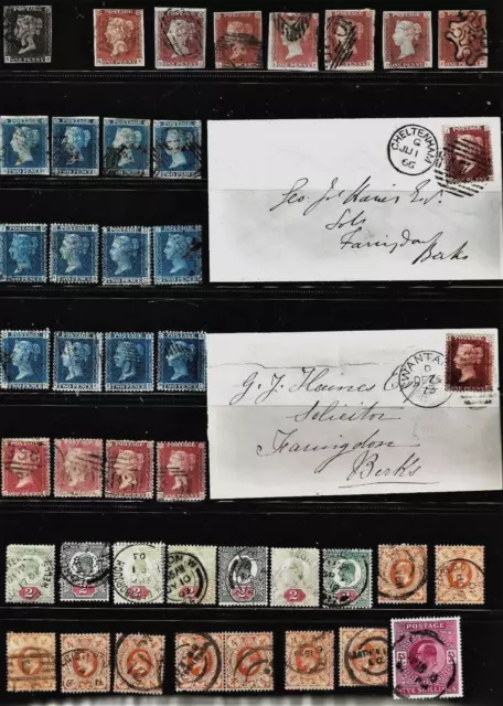 GB QV Line Engraved Collection -Penny Black -Penny Reds -2d Blues & EVII Issues