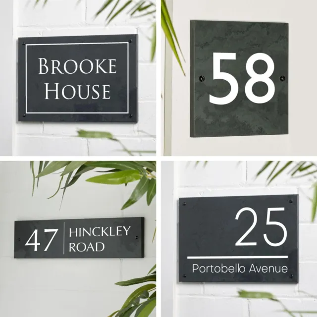 Engraved Slate House Sign Personalised Door Number Plaque