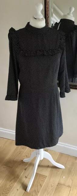 Sugarhill Brighton Boutique, Black & White Polka Dot, Star Prairie Dress Size 12