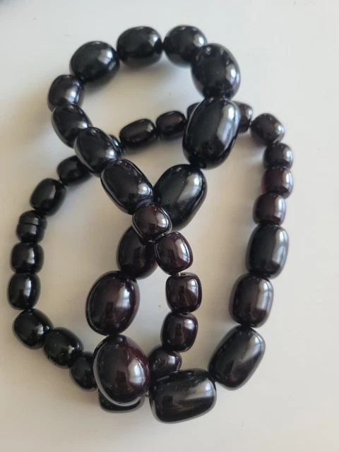 ANCIEN COLLIER ART Déco en Bakelite Cherry Amber Argent massif Vermeil