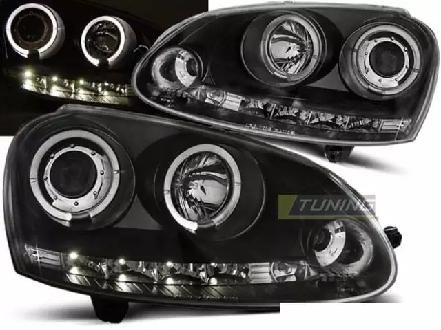 OFFER Headlights per VW GOLF 5 V 03-09 Angel Eyes Black IT LPVWB8EM XINO IT