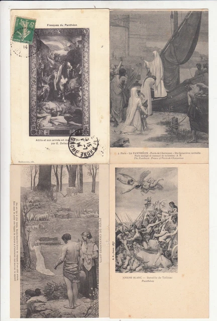 Lot 19 cartes postales anciennes 1900-1940 tableaux PARIS fresques PANTHEON