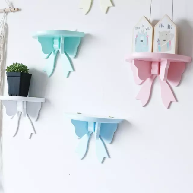 Cute Wooden Bow Shelf Nordic Wall-mounted Children Decor Shelves> Room S3W5