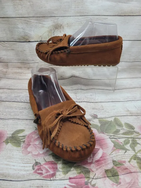 Minnetonka Women's Brown Fringe Moccasins Size 5 Comfy Loungewear