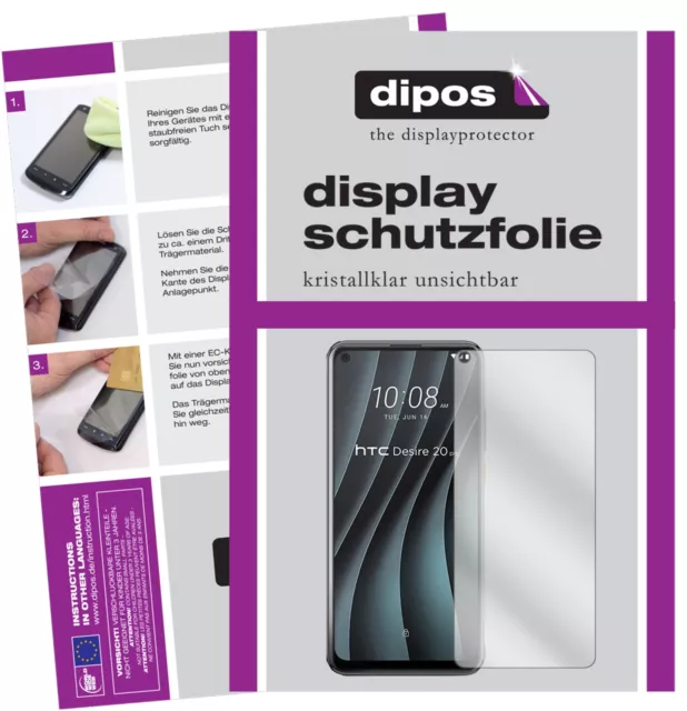 2x Schutzfolie für HTC Desire 20 Pro klar Displayschutzfolie Display Schutz