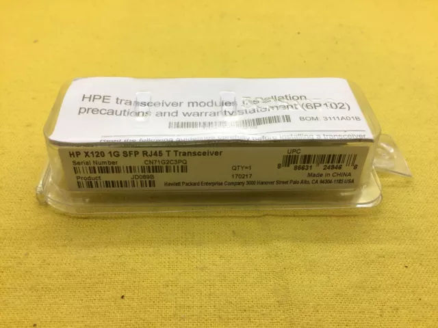 JD089B HP PROCURVE X120 1G SFP RJ45 TRANSCEIVER New