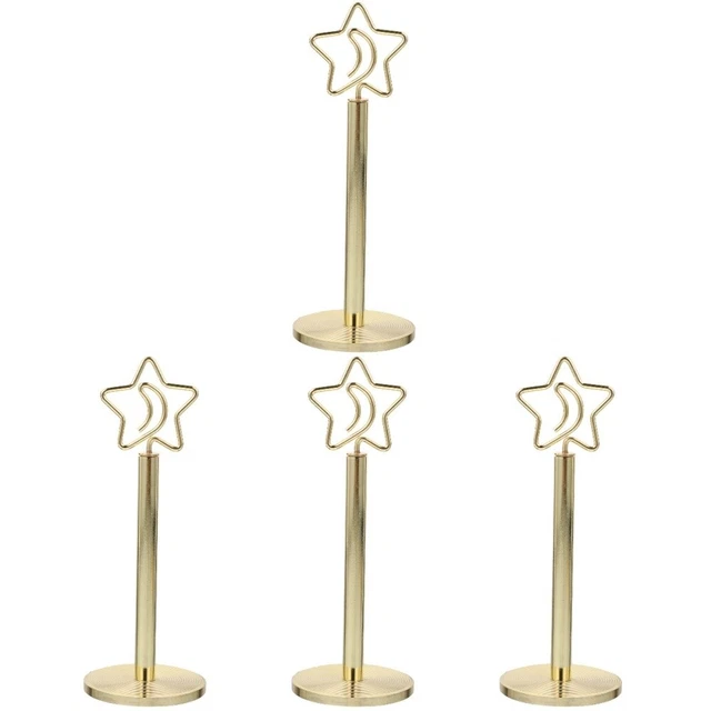 Porte-cartes Mémo Avec Base Solide - Lot De 2 Supports Métalliques Dorés - Pour Bureau, Mariage, Numéros De Table