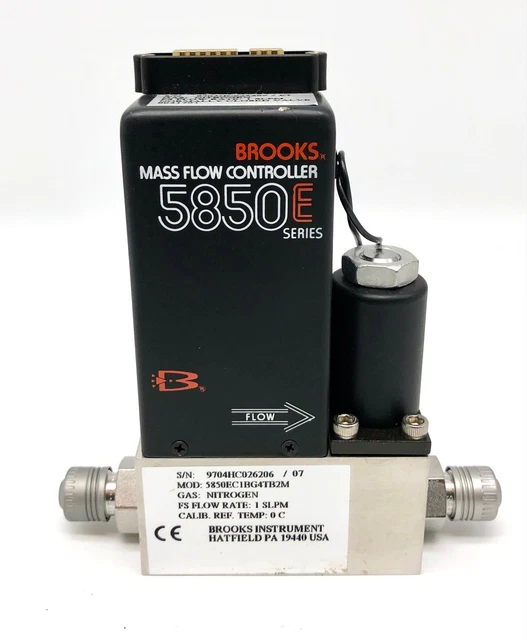 Brooks Instrument 5850E Mass Flow Controller N2 Gas 1 SLPM 5850EC1BG4TB2M Brooks Instrument 5850E Mass Flow Controller N2 Gas 1 SLPM 5850EC1BG4TB2M
