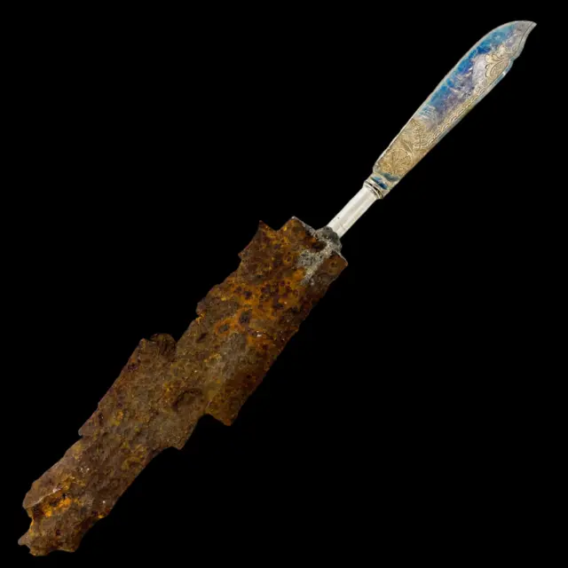 WWI Artillery Shrapnel Trench Art Knife Excavated from Battle of Verdun Battle