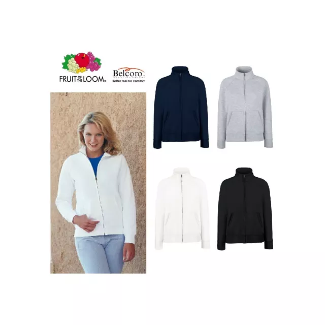 FR621160 FELPA GIACCA FRUIT DONNA CON ZIP WOMAN Tuta Cotone Felpata