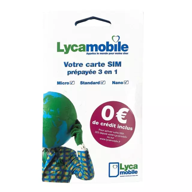 Carte Prépayée Lyca Lycamobile 0 Crédit Triple Découpe Sim Card France Neuve