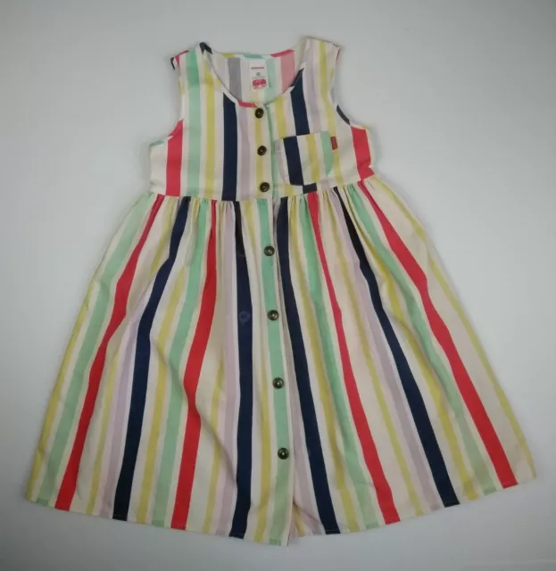 WOOLWORTHS vintage size age 7 dress pinafore striped colourful pure cotton