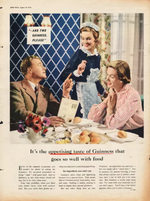 1955 Guinness Stout Full Page Vintage Magazine Ad