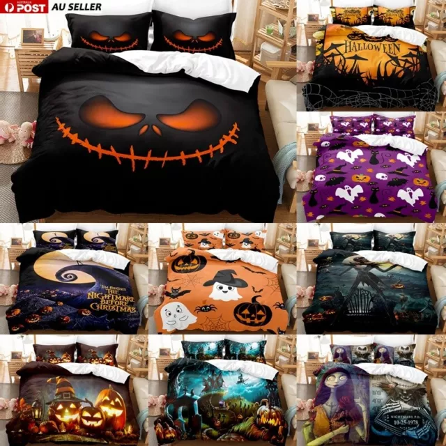 3D The Nightmare Before Christmas Print Duvet Quilt Cover Halloween Bedding Set