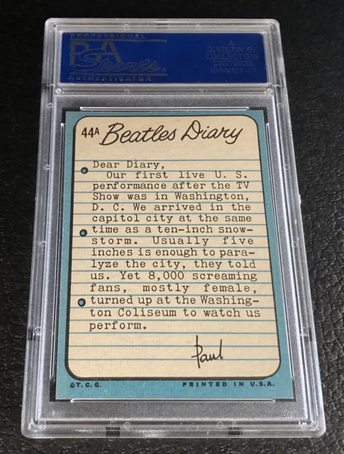 1964 BEATLES DIARY PSA 8 #44A Paul McCartney John Lennon Card Topps ...
