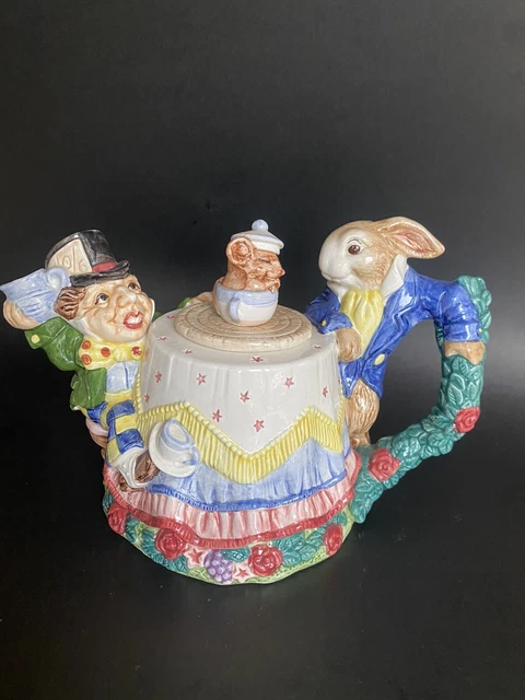 FITZ AND FLOYD 1992 Alice in Wonderland Teapot Mad Hatter Tea Party ...