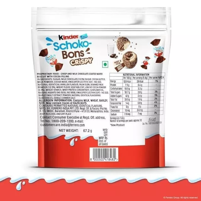 Paquete de 3 Kinder Schokobons crujientes 12 piezas 67,2 g