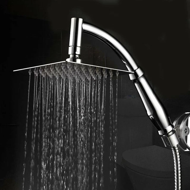 LARGE SQUARE STAINLESS Steel Shower Head Extension with Shower Arm and