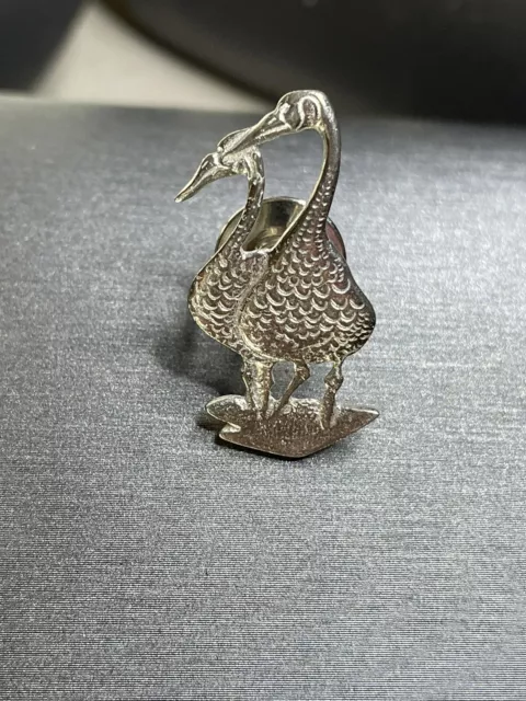 Kirk Stieff Geese Signed & Dated 1987 Pewter Membership Pin, P Buckley Moss Soc.