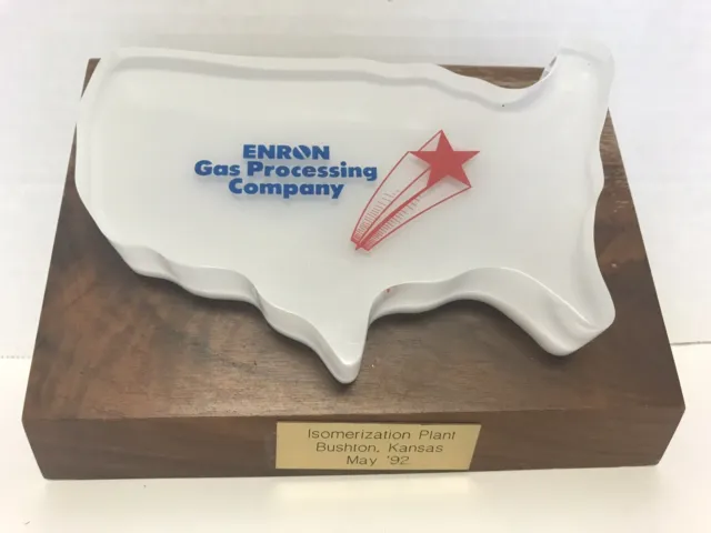 1992 ENRON Kansas Gas Plant Desk Lucite Paperweight Award Advertising