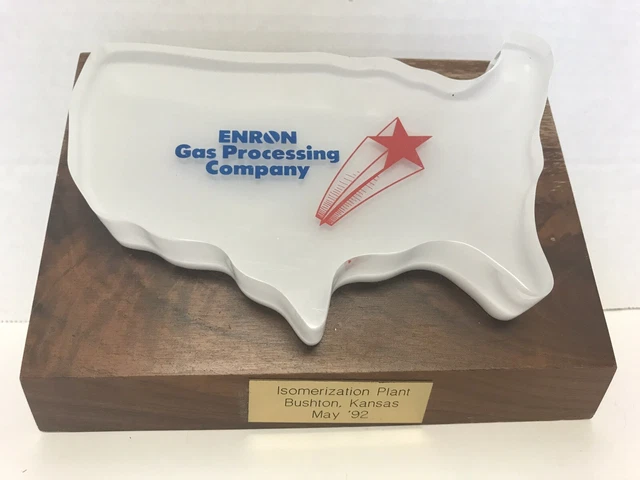 1992 ENRON Kansas Gas Plant Desk Lucite Paperweight Award Advertising 1992 ENRON Kansas Gas Plant Desk Lucite Paperweight Award Advertising