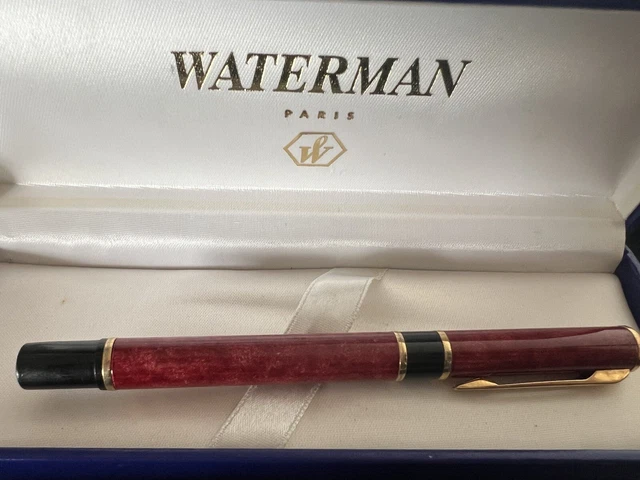 WATERMAN PENNA SFERA roller lacca Laureat marmorizzata rossa bordeaux