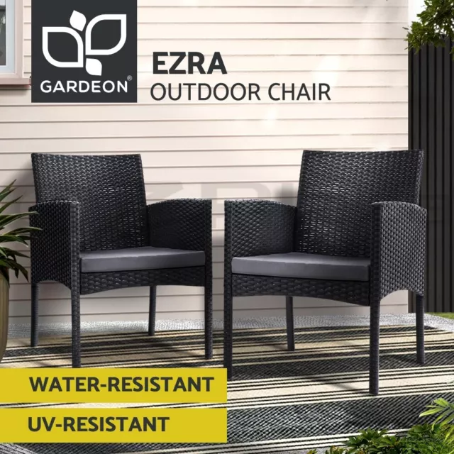 Gardeon 2PC Outdoor Dining Chairs Patio Furniture Rattan Lounge Chair XL Ezra