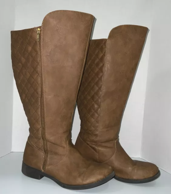 DEFLEX COMFORT Womens Boots Size 9W Brown KNEE HIGH  Zippered BOOT With Flaw