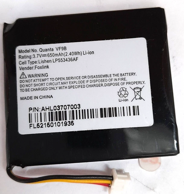 Battery for TomTom One GPS 650mAh Li-ion Quanta VF9B LP553436AF