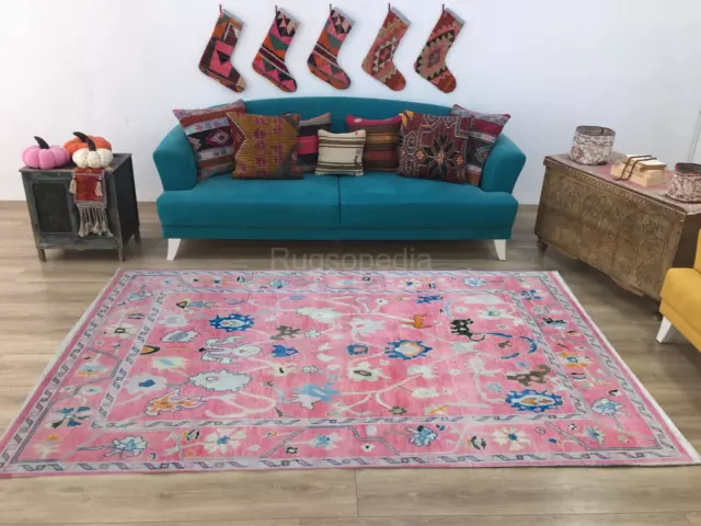 Pink oushak Rugs Hand Knotted Pink Oriental Wool carpet,Turkish knotted rugs ,