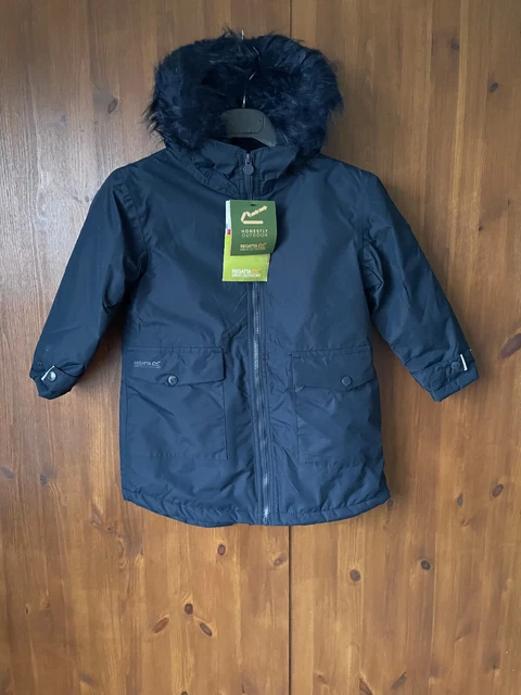 NUOVO CON ETICHETTE CTRL £75 - REGATA ADELYN Blu Navy Giacca Impermeabile Cappotto Ragazze 5-6 Anni