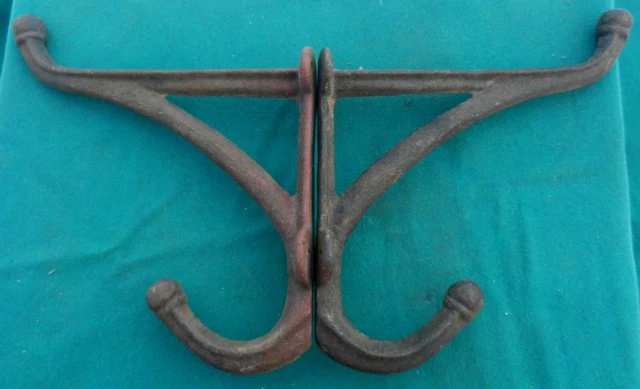 Hard to Find Matched Pair Larger CAST IRON Barn Hooks or Shelf Supports 9 x 8