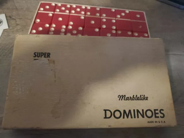 VINTAGE Bakelite Jumbo Size Marblelike RED Dominoes Puremco Mfg 1632 Super Thick VINTAGE Bakelite Jumbo Size Marblelike RED Dominoes Puremco Mfg 1632 Super Thick